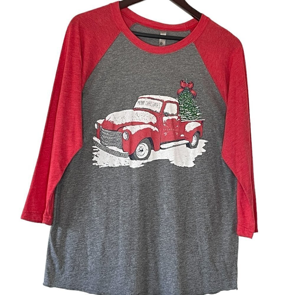 Christmas Scene Sleep Jersey Pickup Truck Christmas Tree Next Level Vintage Look